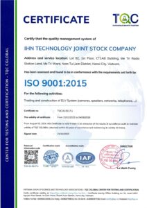 IHN Được Cấp Giấy Chứng Nhận ISO 9001 Bởi Trung Tâm TQC CGLOBAL