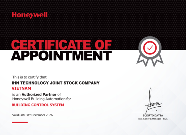 Chứng nhận IHN là Authorized Partner của Honeywell Building Automation mảng BMS 2026